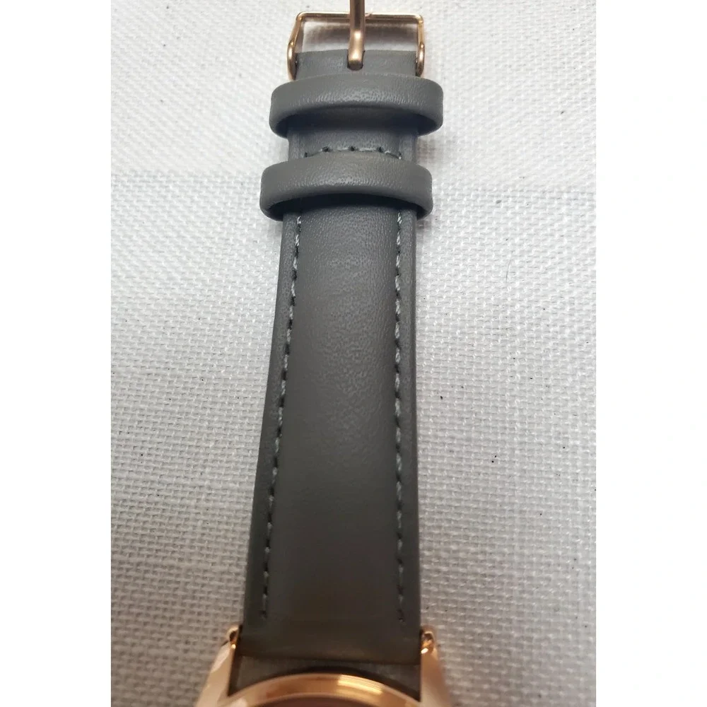 Monroe Maestro Classique Women's Watch Sunburst‎ Rose Gold Gray Genuine Leather